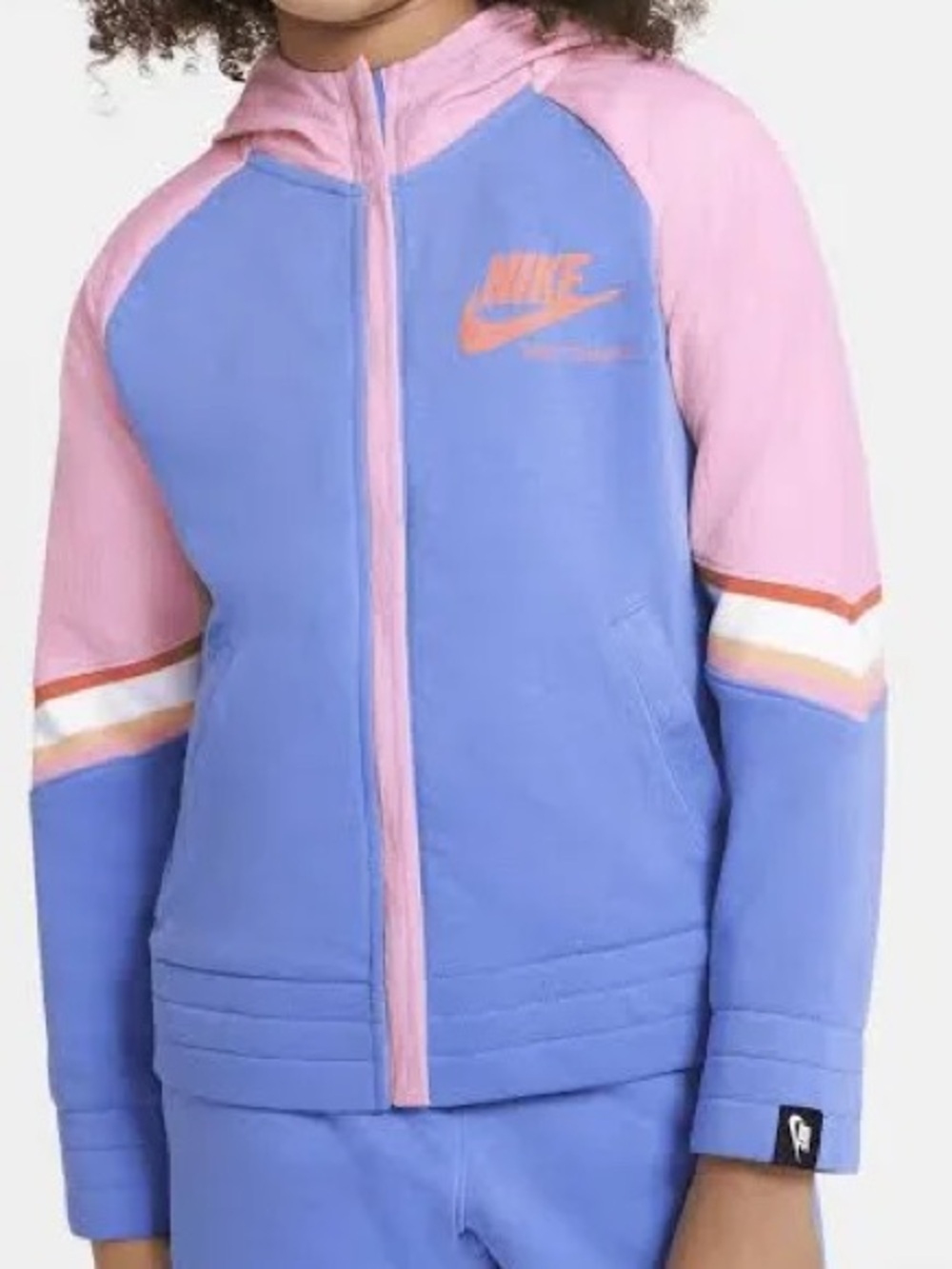 Vintage Nike Girls Blue & Pink Zip Hoodie XL Great Condition